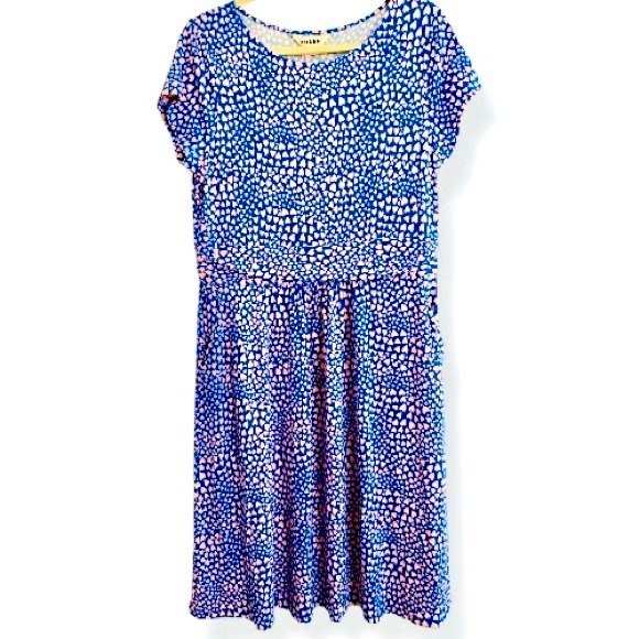 BODEN Amelie Jersey Dress Gallery Blue, Heart Cluster NWT Size 12 - Picture 2 of 12